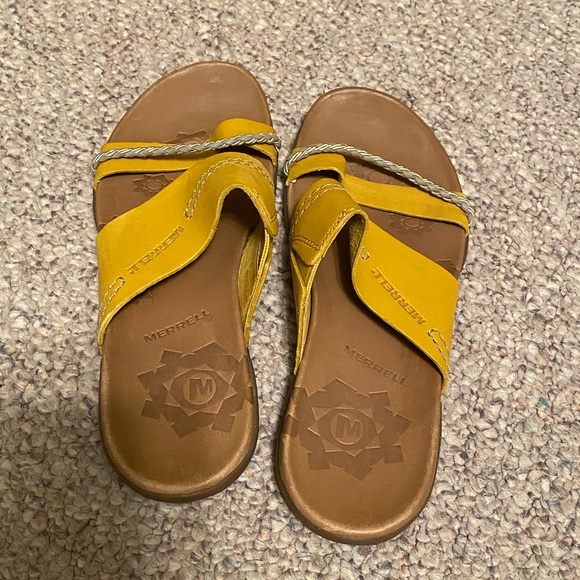 mustard yellow flip flops